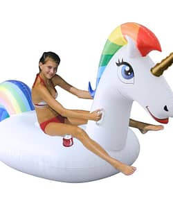 Einhorn Aufblasbarer Pool Floß Inflatable Pool Float mit speziellen schnell Ventilen Outdoor Pool Flotage Spielzeug (Weiß)