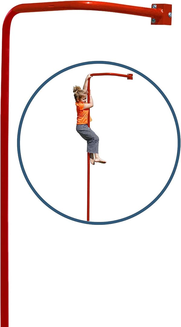 Spielturmking – Feuerwehr Kletterstange für Spielturm, Must-Have Klettergerüst und Spielturm Zubehör für Spielplätze und Spieltürme, Alternative zum Kletternetz, rot, 270 cm hoch