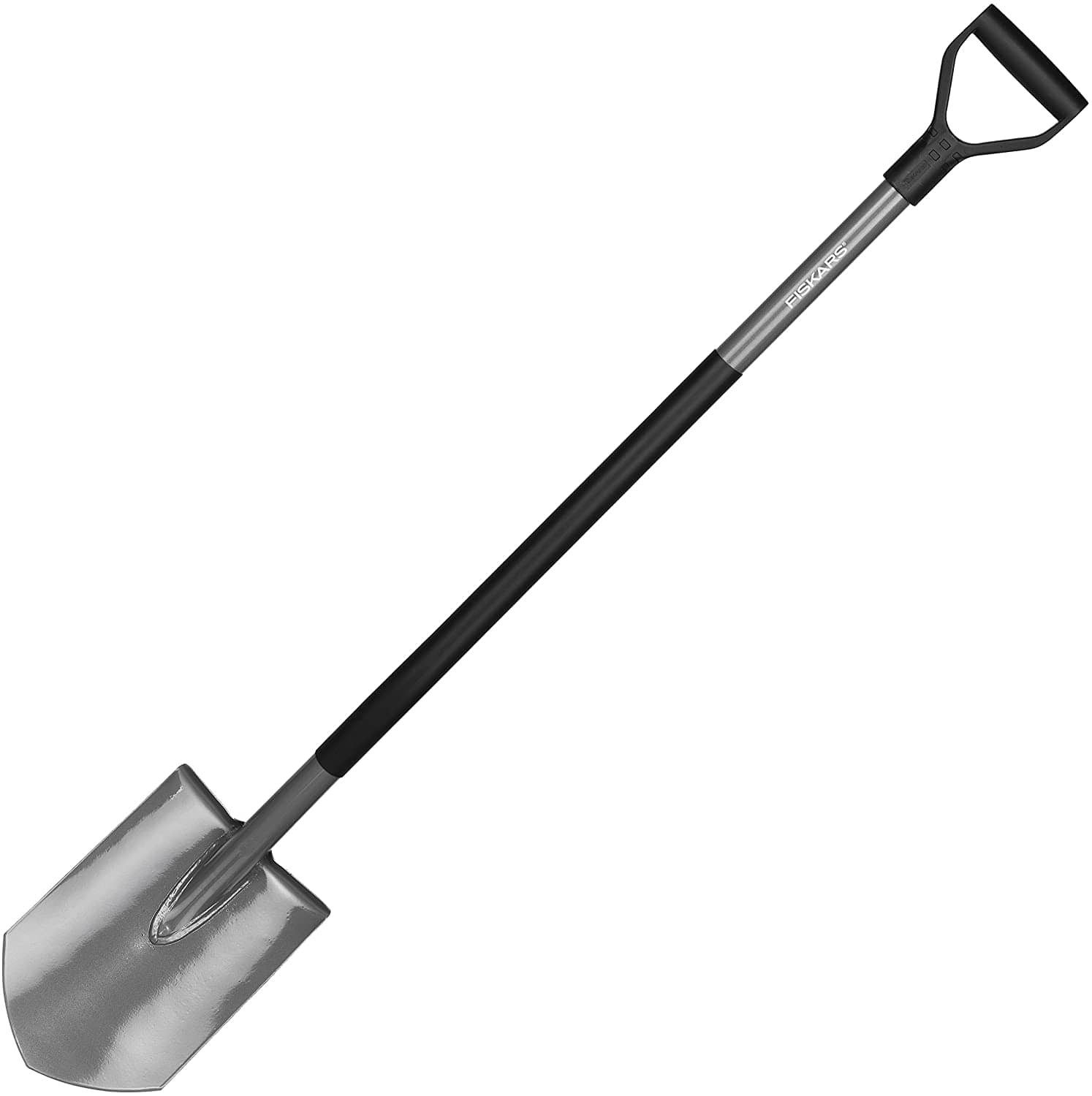 Fiskars Gärtnerspaten für harte, steinige Böden, Spitz, Länge 125 cm, Hochwertiger Borstahl, Grau/Schwarz, Ergonomic, 1001568