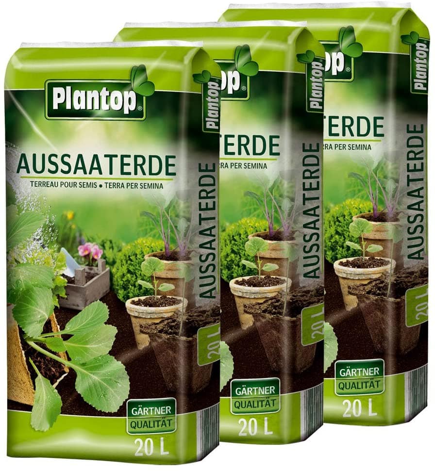 PLANTOP Aussaaterde 3 x 20 Liter = 60 Liter Anzuchterde Pikiererde