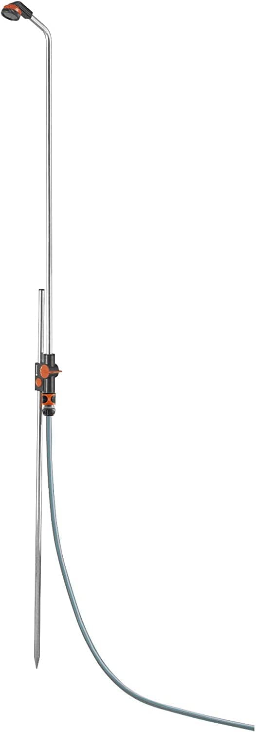 GARDENA Gartendusche solo: Dusche mit angenehmem Brausestrahl, Wassermenge stufenlos regulierbar und absperrbar, stufenlose Höhenverstellung bis 207 cm, mit Spike zur Befestigung im Boden (961-20)