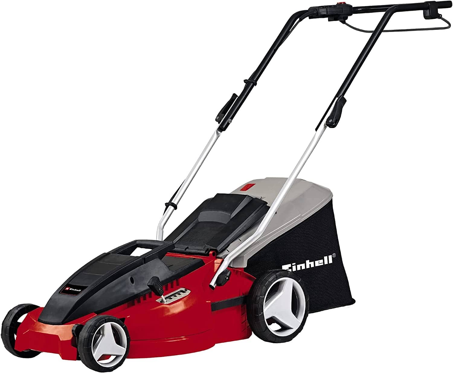 Einhell Elektro-Rasenmäher GC-EM 1536 (1.500 W, Schnittbreite 36 cm, 38 L Fangsack, Highwheeler, 5-fach Schnitthöhenverstellung 25-65 mm)