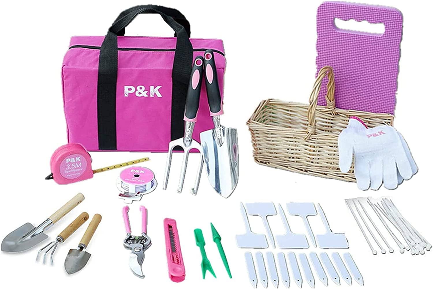 49 teiliges Gartenwerkzeugset mit Korb und Tasche