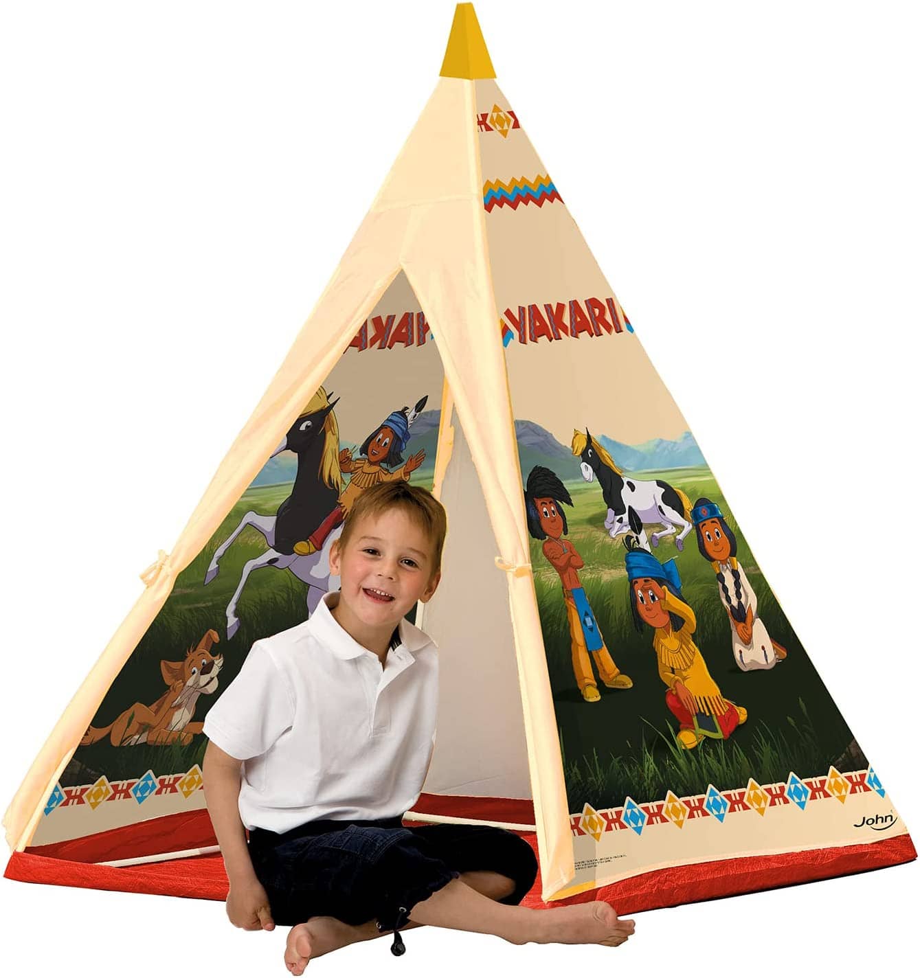 John 78607 - Yakari Tipi Zelt - Indianerzelt, Wigwam, Spielzelt, Kinderzelt, Spielhaus mit gedrucktem Motiv für Kinder