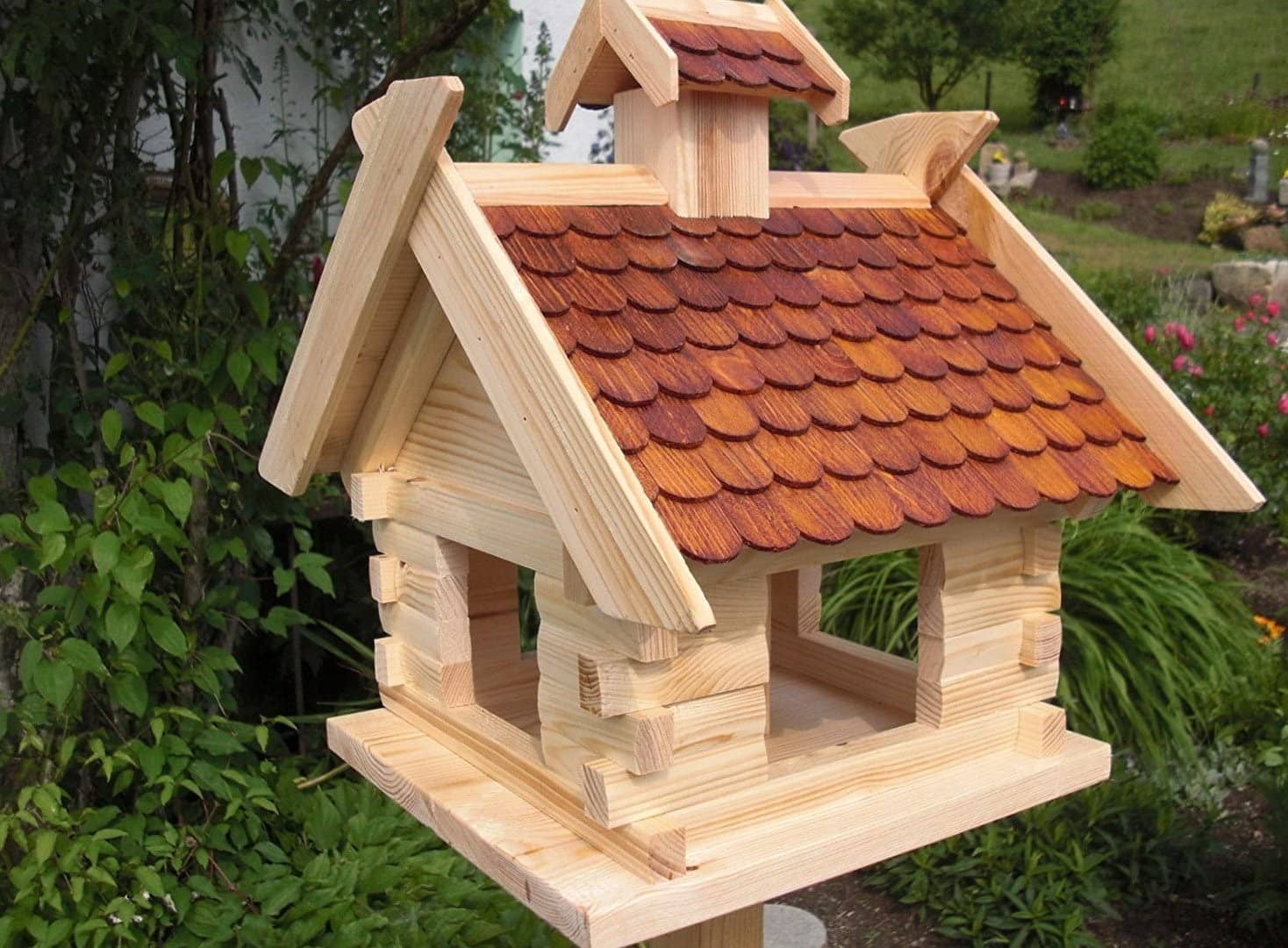 Vogelhaus Vogelhäuser-(V05)-Vogelfutterhaus Vogelhäuschen-aus Holz-DHL-XXXL Braun