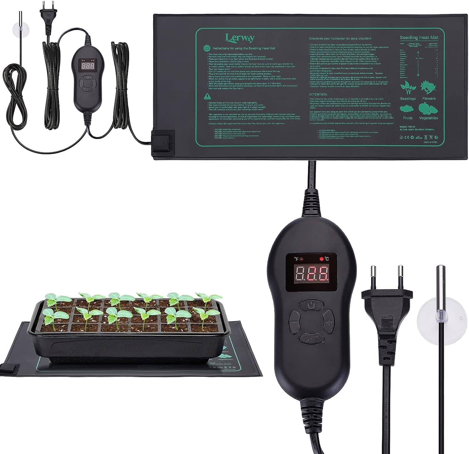 Lerway Heizmatte Zimmergewächshaus Wärmematte Reptil Dragon Temperatur Heizkissen Amphibien Pet Mat Wärmer Bett Matte, 20 x 10 Zoll, 17.5Watt
